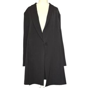 NWOT MM.LAFLEUR Solid Black Tuxedo-Style One-Button Long Slit Coat  Sz +2/US 18